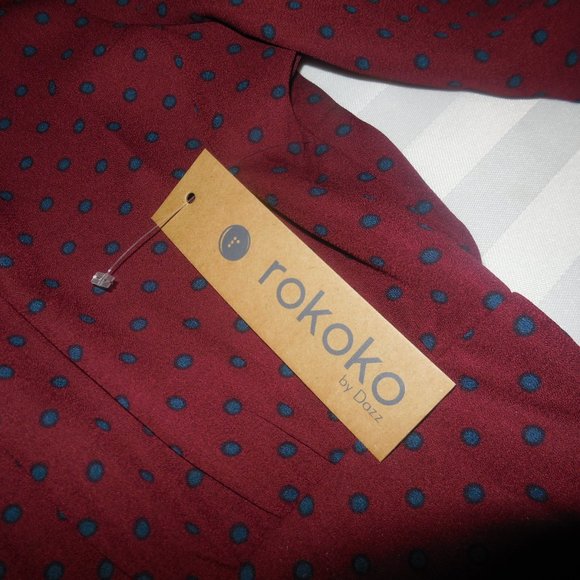 Dress Polka Dot NEW retro fit & flare long sleeve bellow knee summer party - Picture 9 of 9